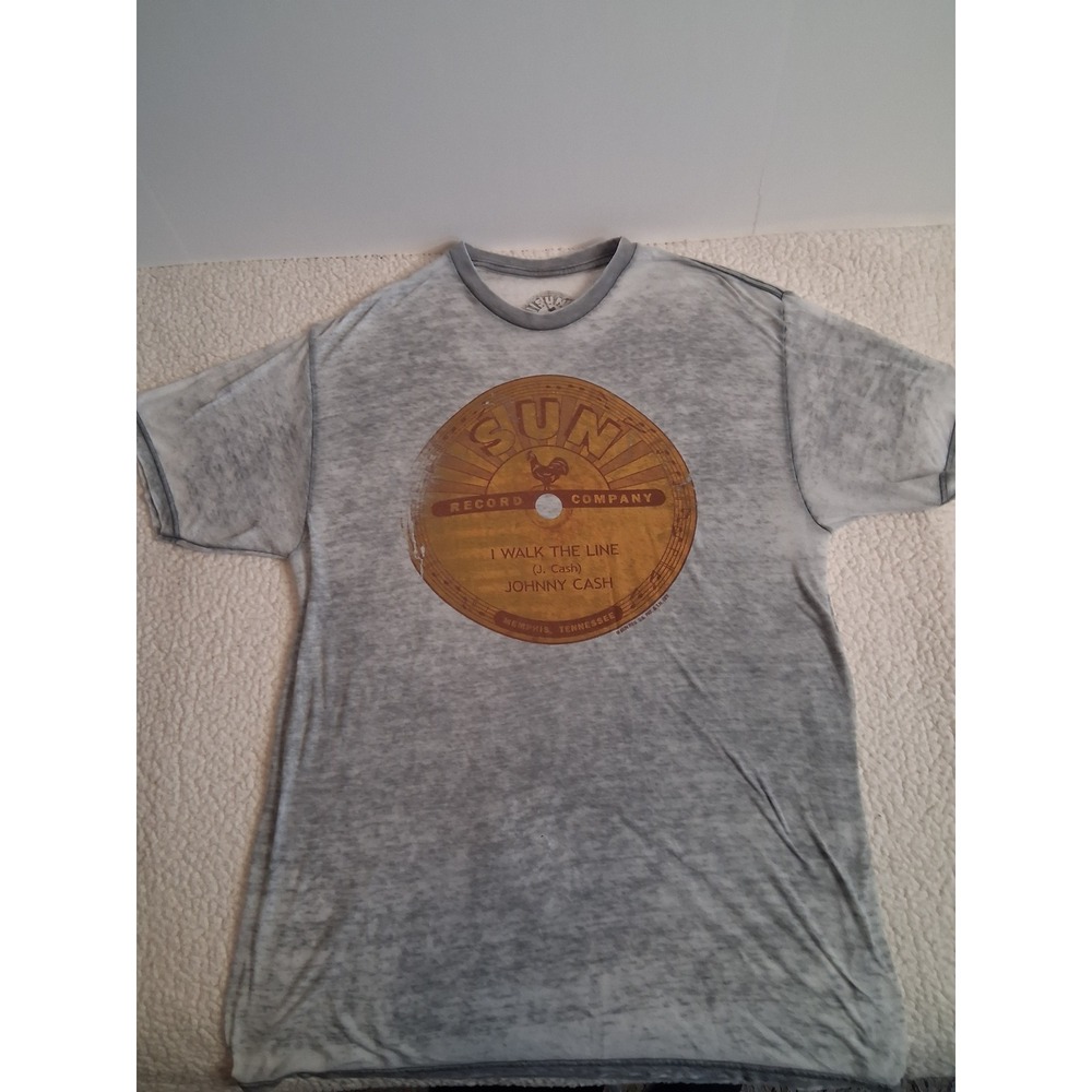 Sun Record Company Johnny Cash I Walk The Line Grey Burnout Graphic T-Shirt L